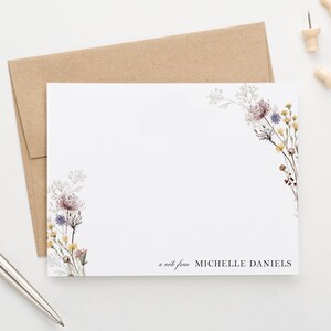 Benutzerdefinierte Briefkarten mit Umschlägen, Wildblumen Briefkarten, Wasserfarben Grußkarten, personalisierte Grußkarten für Frauen PS205