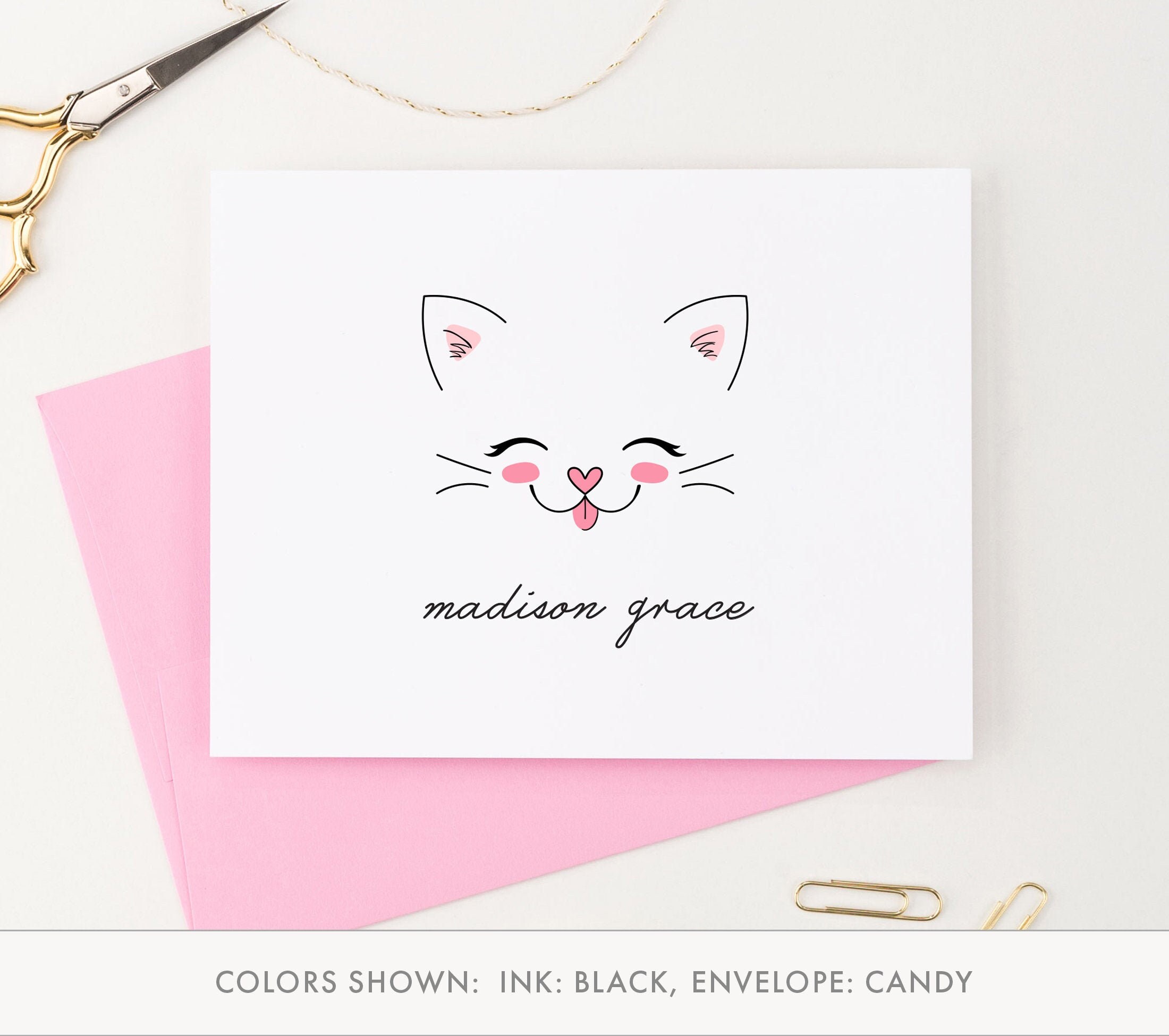 Personalized Cat Stationery Set Cat Stationary for Girls Cute Etsy
