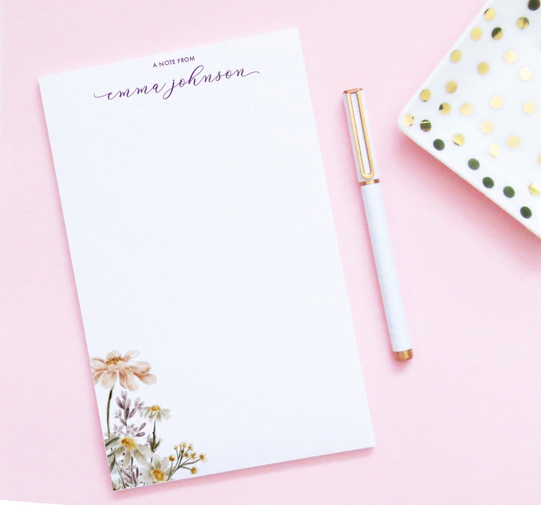 Personalized Notepad Note From, Floral Notepads for Women, Customized ...