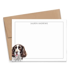Englisch Springer Spaniel Karten Personalisiert für Geschenk, Wählen Sie Ihre Hunderasse, Flache Benutzerdefinierte Tier Hinweiskarte Mit Umschlägen, Hunde, PS236t
