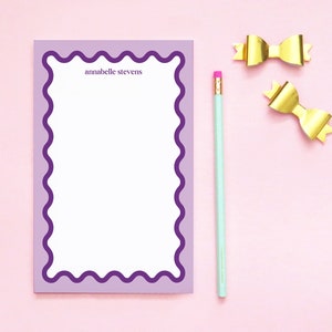 Blocs de notas estacionarios personalizados con borde festoneado, Bloc de notas personalizado con nombre, divertido juego de papelería para escribir cartas, NP411 de moda