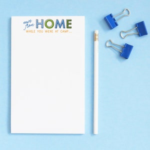 Bloc de notas de noticias del hogar para padres, notas del campamento de verano de mamá, mientras estaba en el juego de bloc de notas del campamento, Bloc de notas de carta del hogar, moderno, NP269