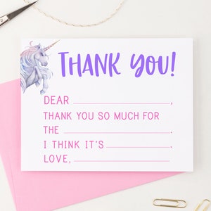 Briefpapierset eenhoorn voor meisjes Vul de blanco bedankkaarten in, notitiekaarten voor kinderpaard, bedankbriefjes met eenhoorn, schattig KS240