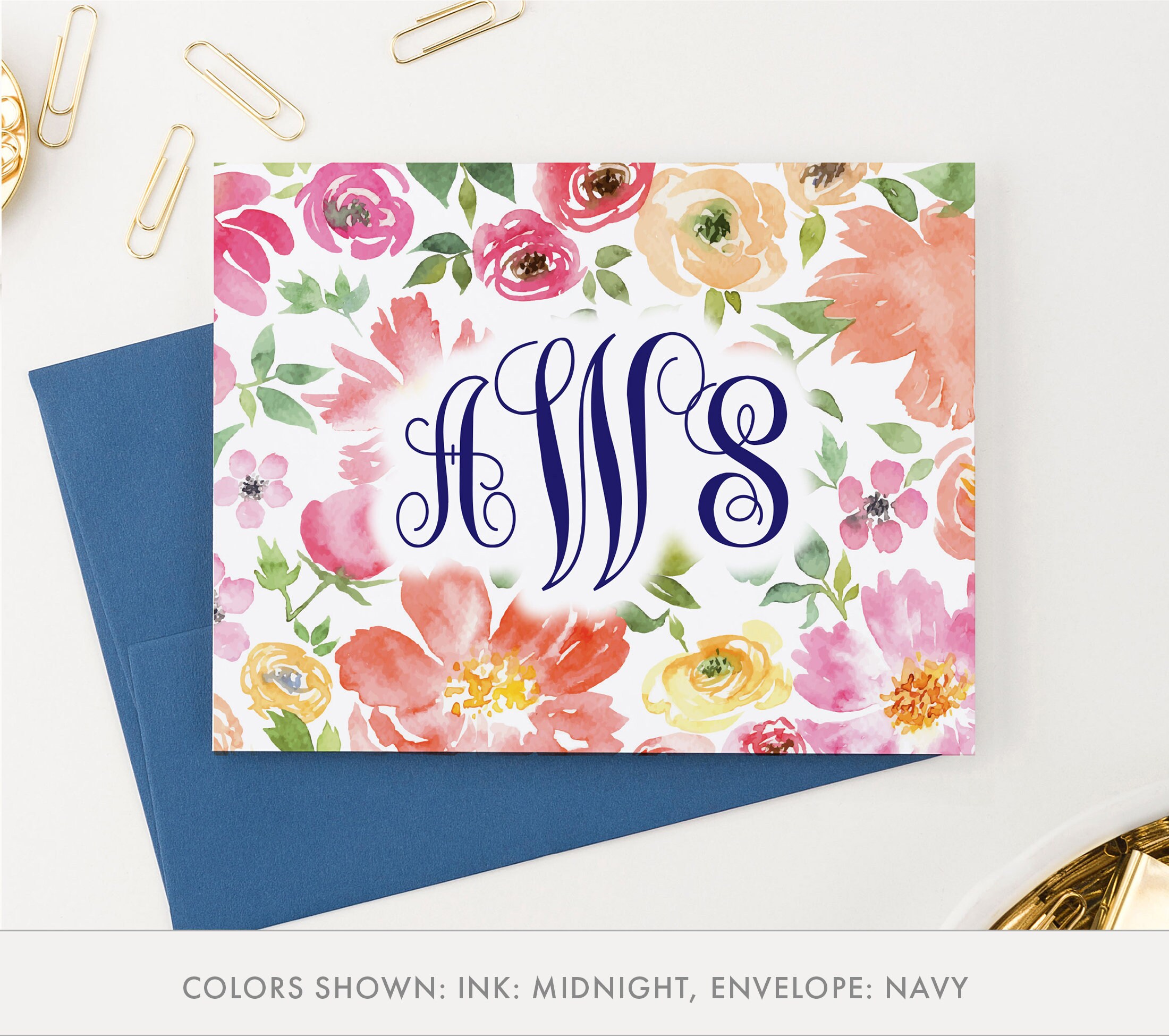 Floral Stationary Set, Personalized Monogram Stationary for Women ...