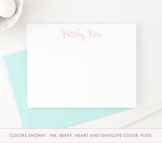 Personalized Stationery Set for Girls Simple Thank You Notes