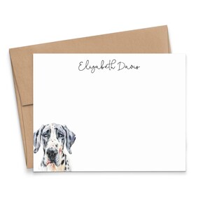 Aangepaste Great Dane-kaart met naam voor dierenliefhebber, kies je hondenras, plat gepersonaliseerd briefpapier met honden, cadeau Great Dane-eigenaar, PS237v