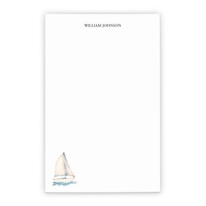 Personalizowany notatnik do pisania dla mężczyzn, notatnik do pisania z motywem żaglówki akwarelowej z imieniem, zestaw papieru do pisania i koperty w stylu marynistycznym, NP467