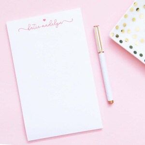 Bloc de notas personalizado con forma de corazón para niñas, papelería con escritura sencilla para niños, papel elegante para escribir cartas, notas de agradecimiento personalizadas, NP259