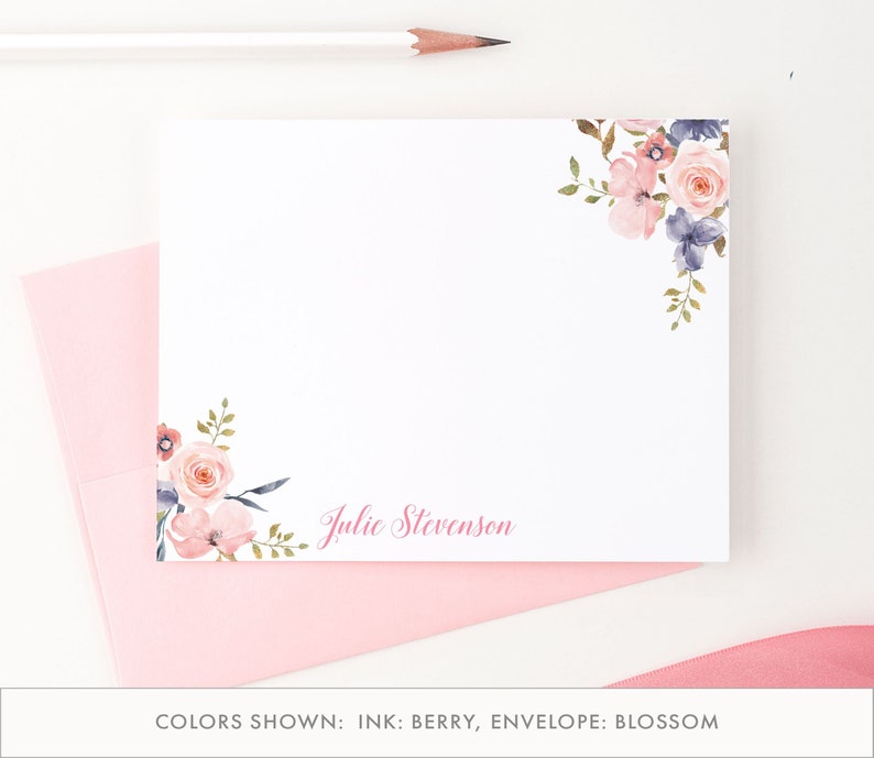 Personalized Stationary Floral Stationary Cards Flower - Etsy
