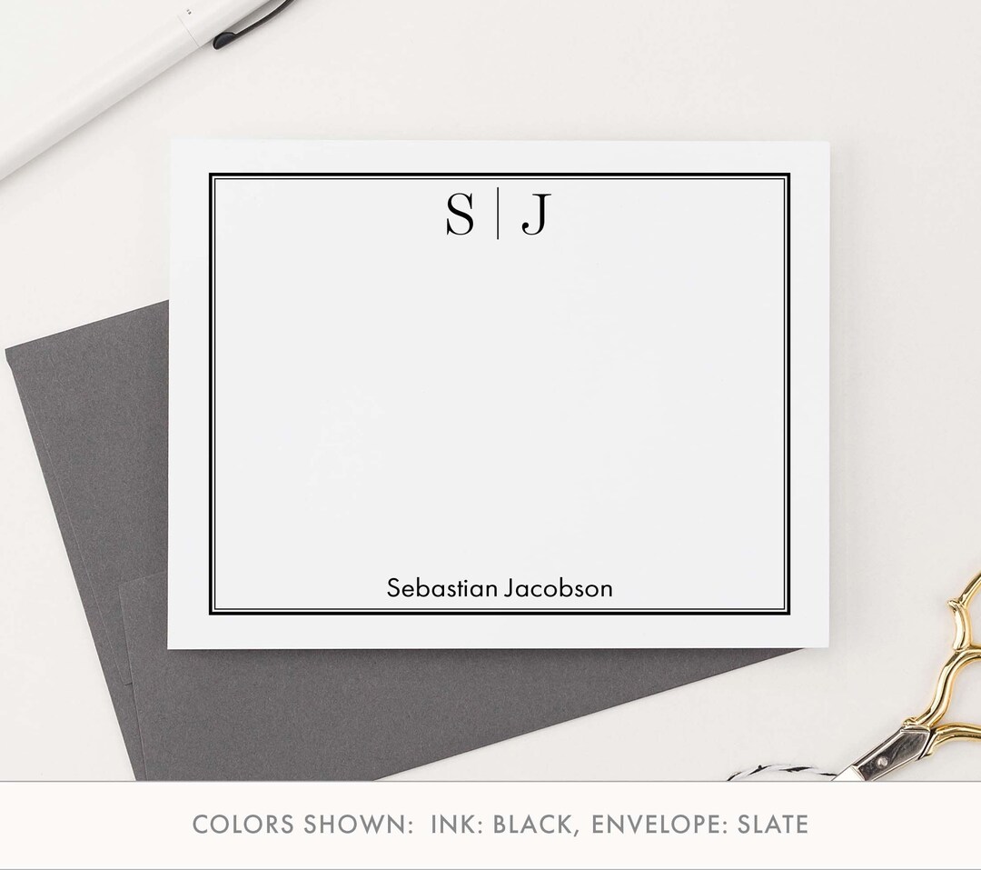 Classic 2 Letter Monogram and Name Stationery for Men Professional ...