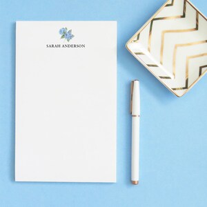 Blocs de notas personalizados para mujeres, Bloc de notas de hortensias de acuarela, papel estacionario y sobre, bloc de notas personalizado con flores, floral, NP427