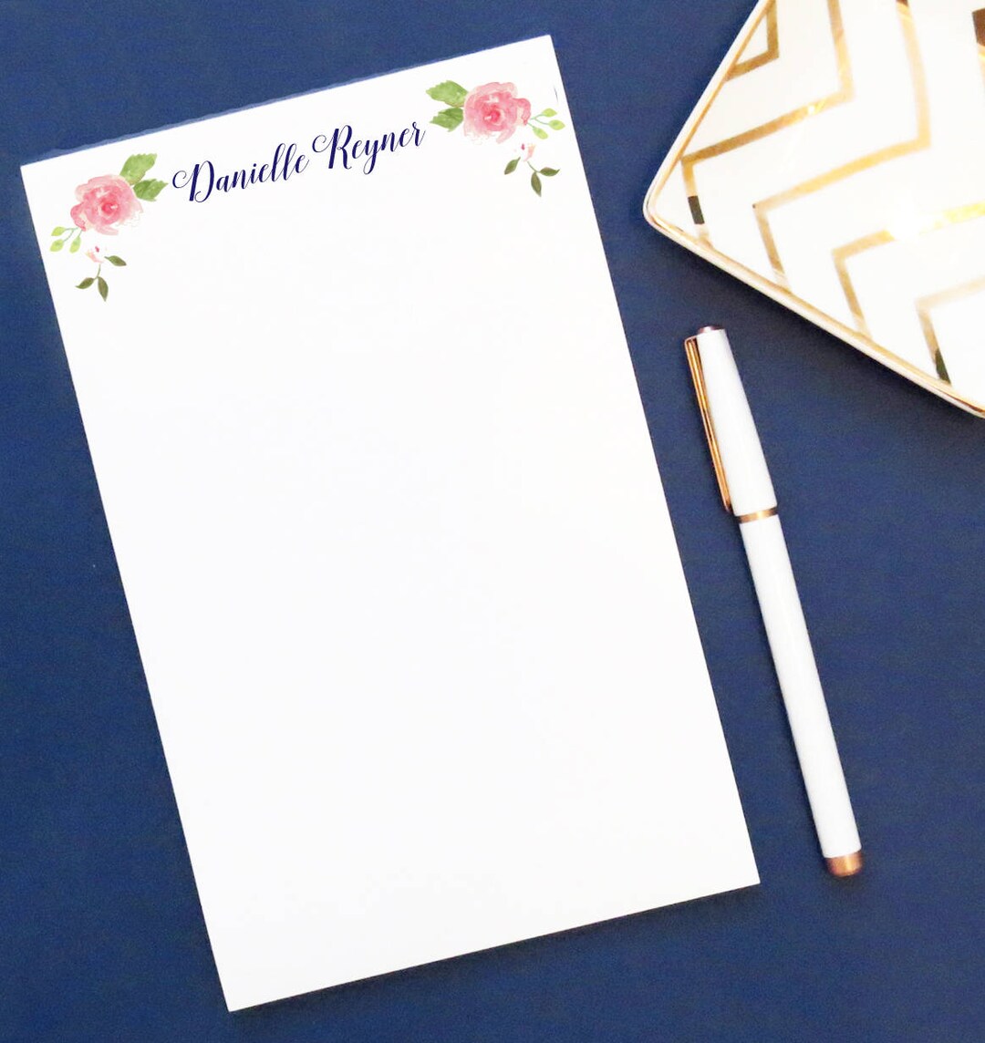 Floral Personalized Note Pads for Women Stationery Paper, Custom ...