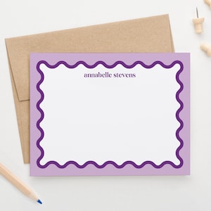 Papelaria personalizada com borda recortada com nome, cartões planos com envelopes, conjunto estacionário divertido para escrever cartas, colorido PS235