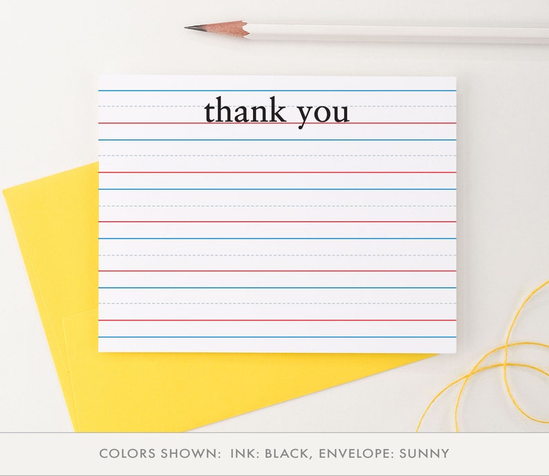 Simple Kid Stationery Lined Notes Personalized Stationery for Kids, Teacher Stationery, Personalized Thank you cards, Kids Note Cards, KS011 image 1