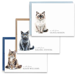 Kundenspezifische Katzen-Briefpapier-Grußkarten, wählen Sie Ihre Katzenrasse, gefaltete personalisierte Katzen-Grußkarten mit Umschlägen, Haustier-stationäres Geschenkset, PS296