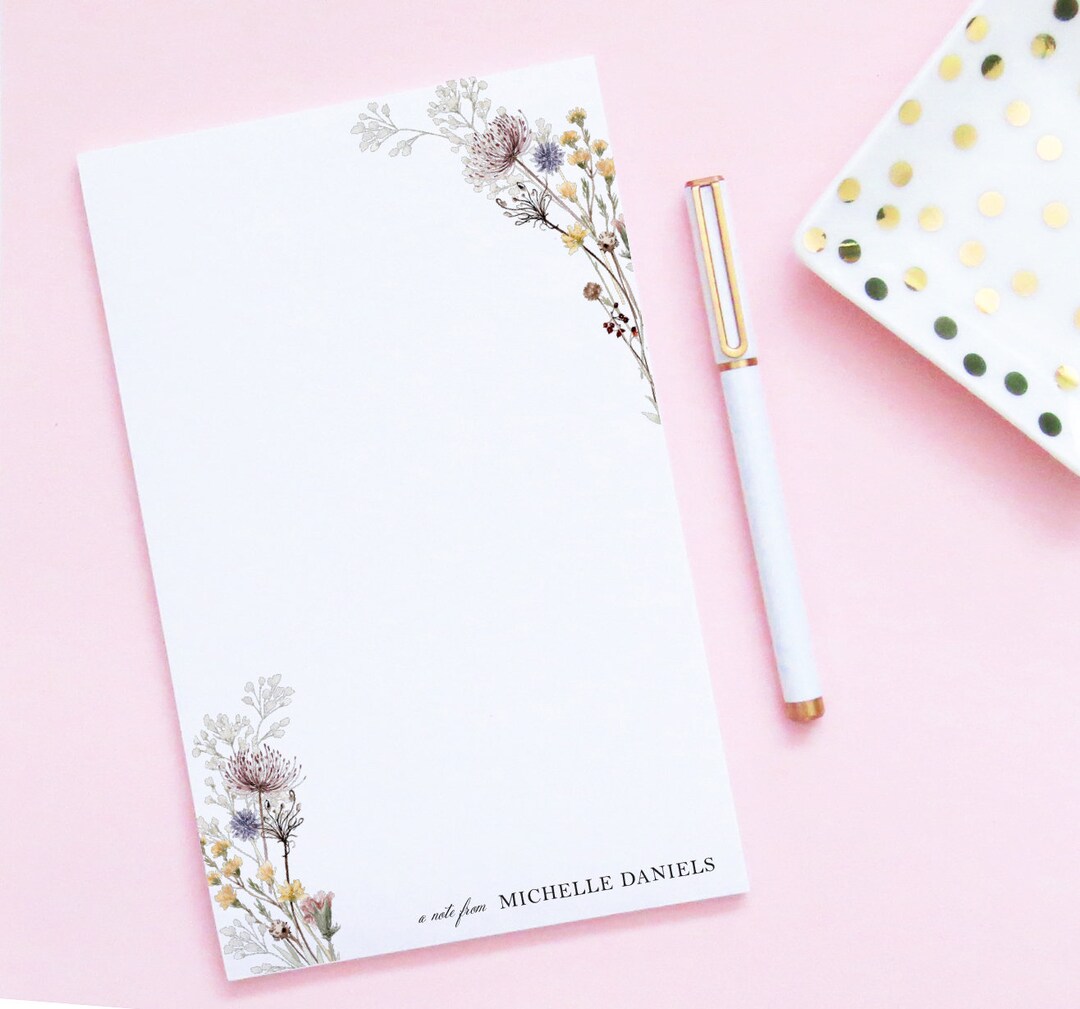 Classic Floral Notepads for Women, Personalized Note Pads for Teachers ...