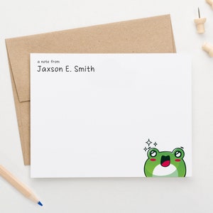 Personalized Kawaii Stationery Set for Kids Japanese Stationary, Cute Kawaii Frog Note Cards, Anime Stationary Set for Kid Note Paper, KS217