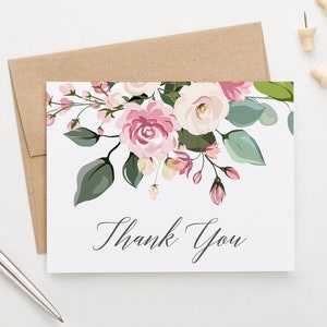 Bloemen bedankkaartenset, bedankkaarten bloemen vrijgezellenfeest bedankbriefjes voor verloving bedankje, bedankje, gevouwen TY047