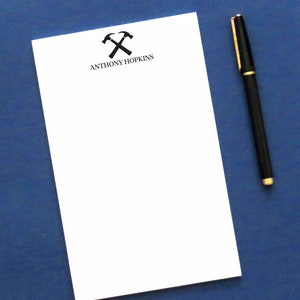 Hammer Silhouette Notepad for Men Personalized Note Pads with Hammer Stationery for Adults, Personalized Notecards with Envelopes Man, NP181