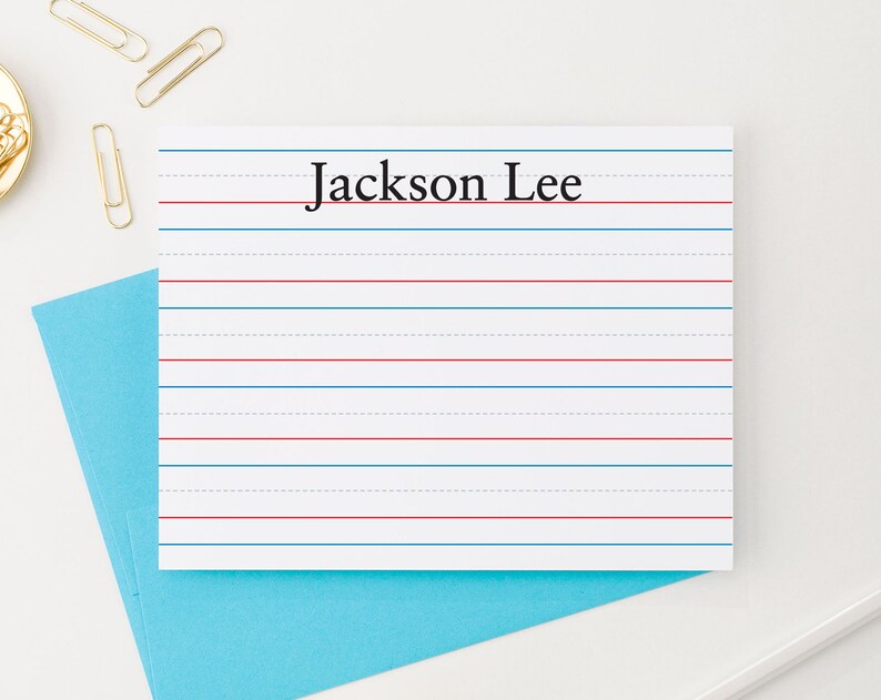 Simple Kid Stationery Lined Notes Personalized Stationery for Kids, Teacher Stationery, Personalized Thank you cards, Kids Note Cards, KS011 image 2