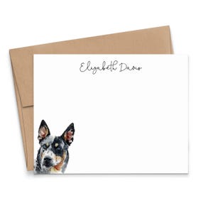 Cartões de cão de gado personalizados para presente, escolha a raça do seu cão, papelaria plana para animais de estimação com nome, papelaria Blue Heeler com cães, PS237l