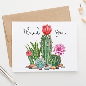 Cactus gevouwen bedankkaarten, bedankkaart babyshower, bedankkaartje voor verloving, vetplanten bedankje, vrijgezellenfeest, cactussen, cactussen TY040