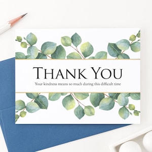 Notas de agradecimento de funeral dobradas elegantes, cartão de agradecimento dobrado de simpatia de vegetação, papel de carta de funeral, cartões de nota de celebração da vida, FTY013