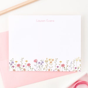 Kinder personalisierte Briefpapier Set, Wildblumen Briefkarten mit Umschlägen, Blumen Briefpapier Aquarell Grußkarten, Mädchen Grußkarte KS245