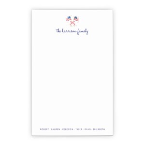 Papel de carta personalizado para la familia, libreta de notas patriótica familiar con nombres, lindas libretas de notas con la bandera estadounidense en acuarela, NP465