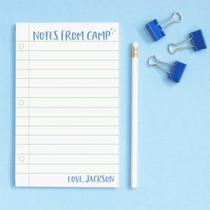 Spersonalizowane notatki z Camp Stationery dla dzieci Niestandardowe notatniki Camp, Summer Camp Stationery dla chłopców Papier do pisania w linie, prosty, NP252