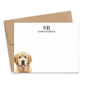 Kundenspezifische monogrammierte Briefpapier mit Hunden, wählen Sie Ihre Hunderasse, personalisierte Golden Retriever-Monogramm-Mitteilungskarten mit Umschlägen, MS092g