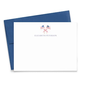 Personalisierte Stationäre Karten und Umschläge, Flaches Vaterländisches Briefpapier Set, Aquarell Geschenke der Amerikanischen Flagge für Erwachsene, Flaggen-Anmerkungskarte, PS283