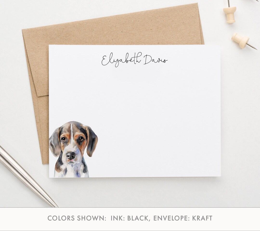 Personalized Dog Stationery With Envelopes, Choose Your Dog Breed, Flat ...
