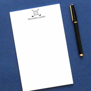 Bloco de notas de silhueta de golfe para homens, bloco de notas personalizado com bola de golfe, papelaria para mulheres, cartões de notas personalizados de golfe, cartão de notas esportivo NP177