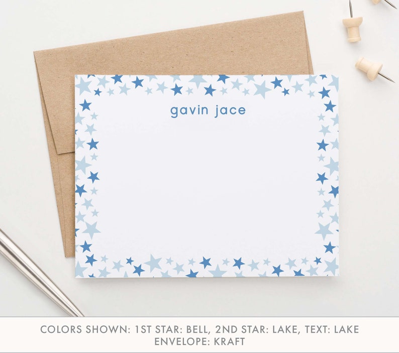 Stars Personalized Stationery for Boys Custom Star Note Cards Etsy