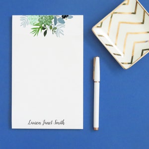 Greenery Notepad for Women Personalized Greenery Stationery, Elegant Stationary, Customized Writing Paper For Adults, Mens Notepads, NP202