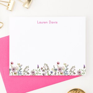 Conjuntos de papelaria personalizados florais para escrita de cartas, cartões de notas personalizados para crianças com envelopes, meninas estacionárias personalizadas KS244