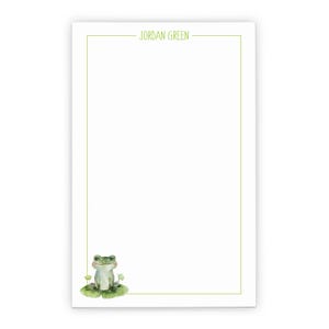 Papelería personalizada con forma de animal para cartas, bloc de notas con forma de rana y sobres, bloc de notas para niños con nombre, regalos para niños, NP468