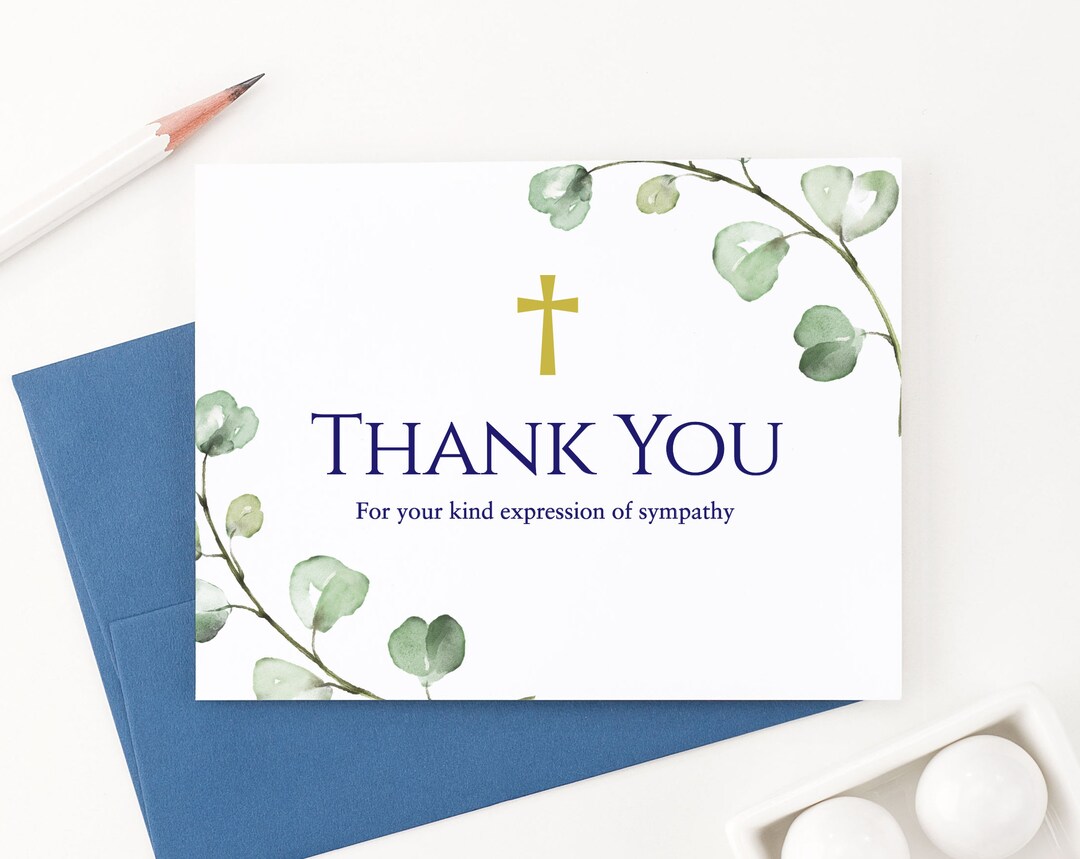 Greenery Funeral Thank You Cards Elegant Sympathy Thank You Etsy