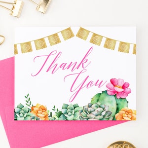 Fiesta Thank You Cards, Baby Shower Thank You Notes Succulents, Engagement Thank You Cards Cactus Gracias por las enfermeras Gracias Regalo, TY031
