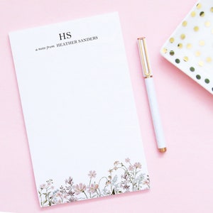 Personalized Notepad Note From, Custom Stationary Initials, Customized Note Pads with Name, Floral Notepads for Women, Writing Paper NP327