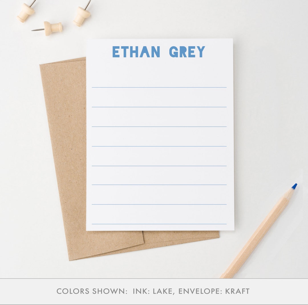Personalized Lined Stationery for Boys, Personalized Stationary for ...
