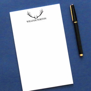Notatnik z jeleniem dla mężczyzn, spersonalizowany papier listowy z porożem, zestaw papieru do pisania dla dorosłych, spersonalizowane notatki z podziękowaniami, męski zestaw listów, NP171