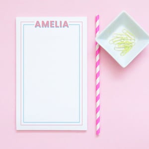 Bloc de notas estacionario personalizado para niños, juego de papelería personalizado para escribir cartas, papel para escribir cartas con borde, blocs de notas divertidos NP408