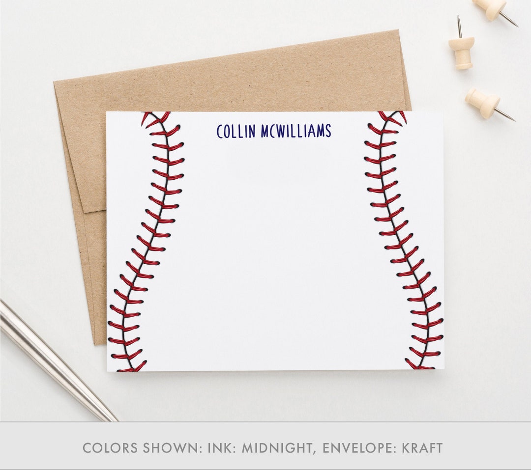 Kids Baseball Stationary Personalized Kids Thank You Cards, Sports ...