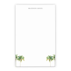 Bloc de notas personalizado con nombre, papel de carta con motivos de palmeras, bloc de notas tropicales para listas, bloc de notas de playa, NP469