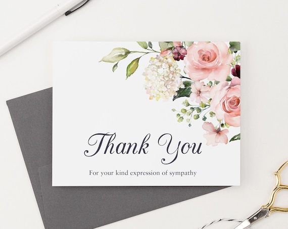 Floral Sympathy Thank You Cards Funeral Thank You Note Cards - Etsy