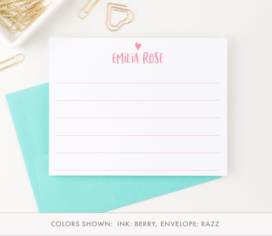 Personalized Lined Stationary for Girls Customized Stationary for Kids ...