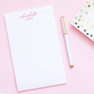Girls Elegante Bloc de notas personalizado con guión y bloque de fuente, carta simple papel de escritura para niños personalizado gracias notas, moderno, NP207