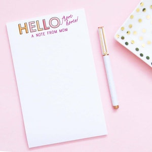 Notas de campamento personalizadas desde casa, campamento de verano estacionario de mamá, Bloc de notas de campamento para dormir lejos para mamá y papá, carta personalizada desde casa, NP268